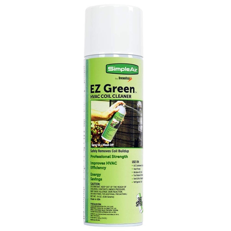 EZGA EZ Green Biodegradable HVAC and Air Conditioner Coil Cleaner Foam Aerosol Spray, 360 Degree Nozzle, 19 fl. oz, Clear